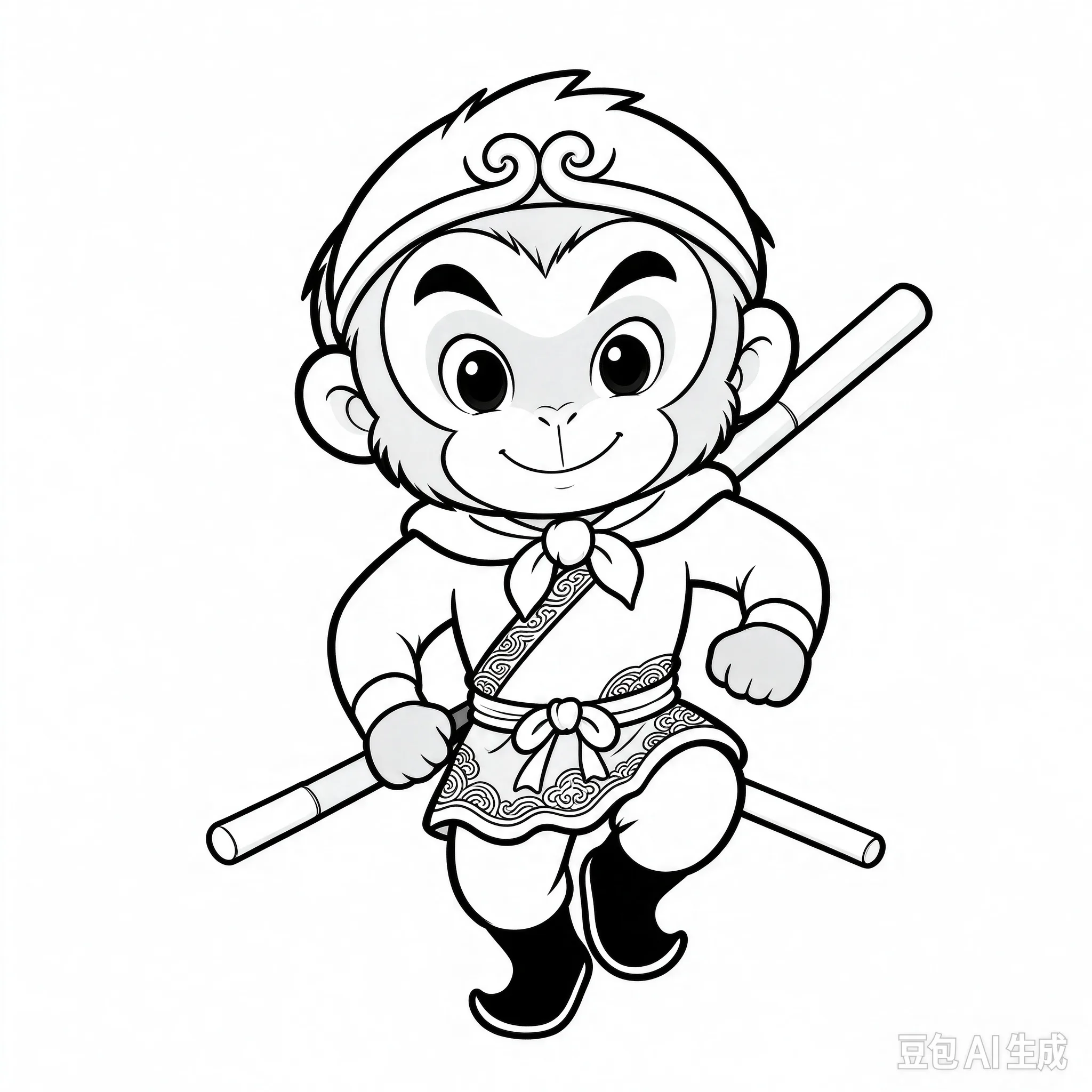 Free printable Sun Wukong coloring page line art