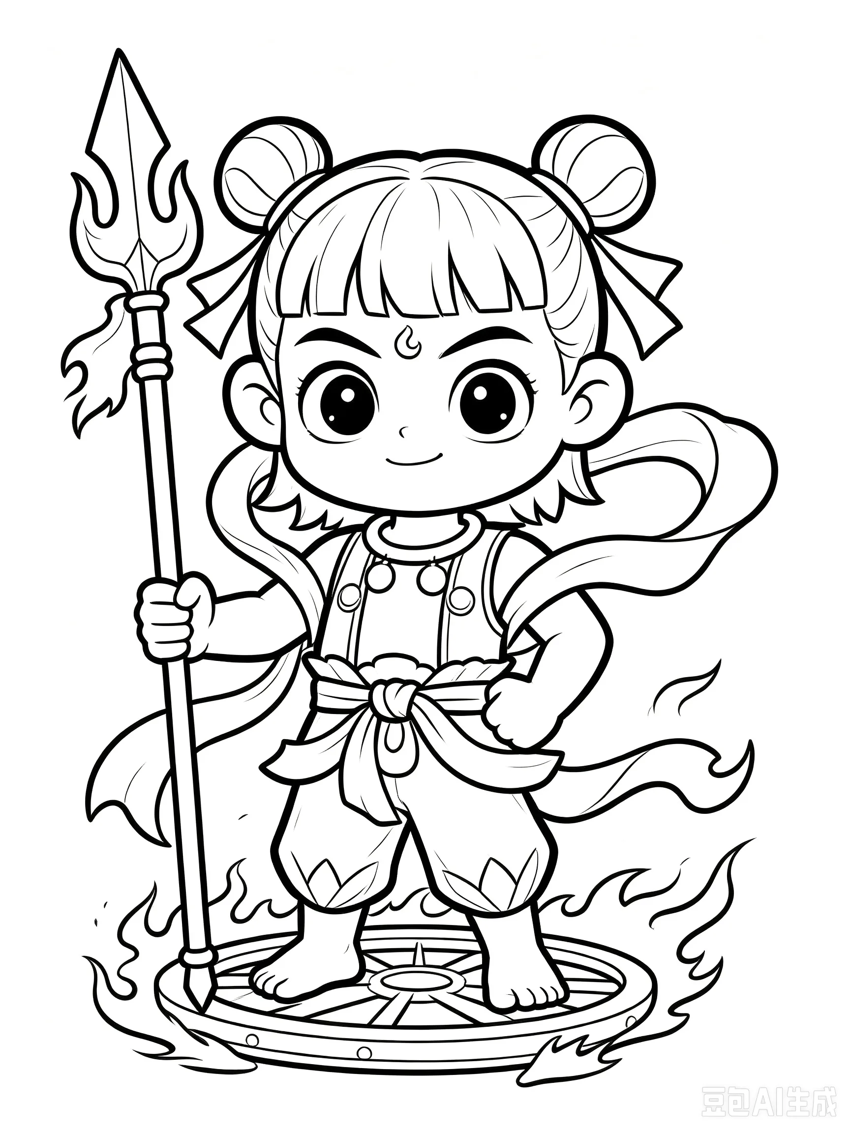 Free printable Sun Wukong coloring page line art