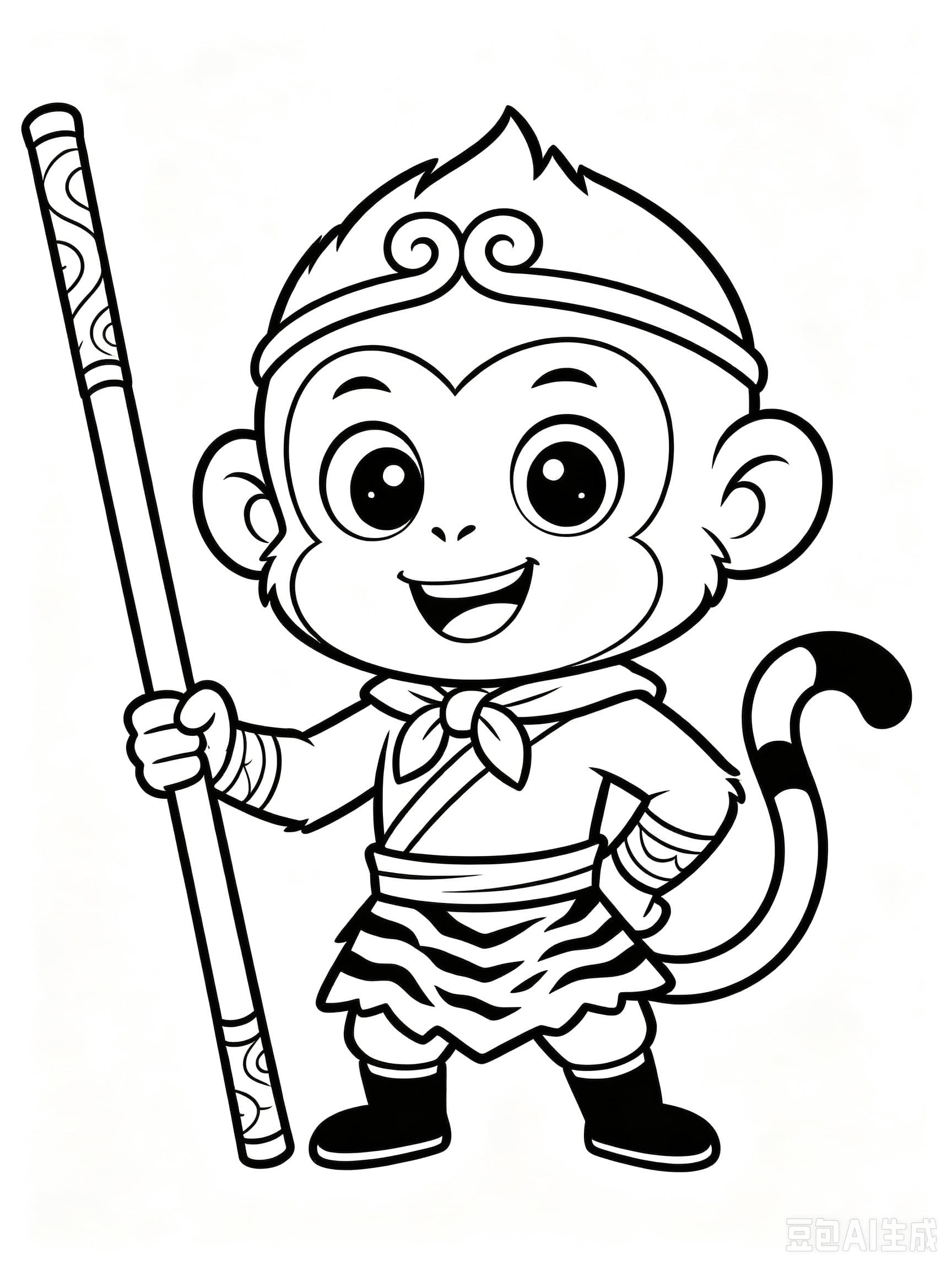 Free printable Sun Wukong coloring page line art