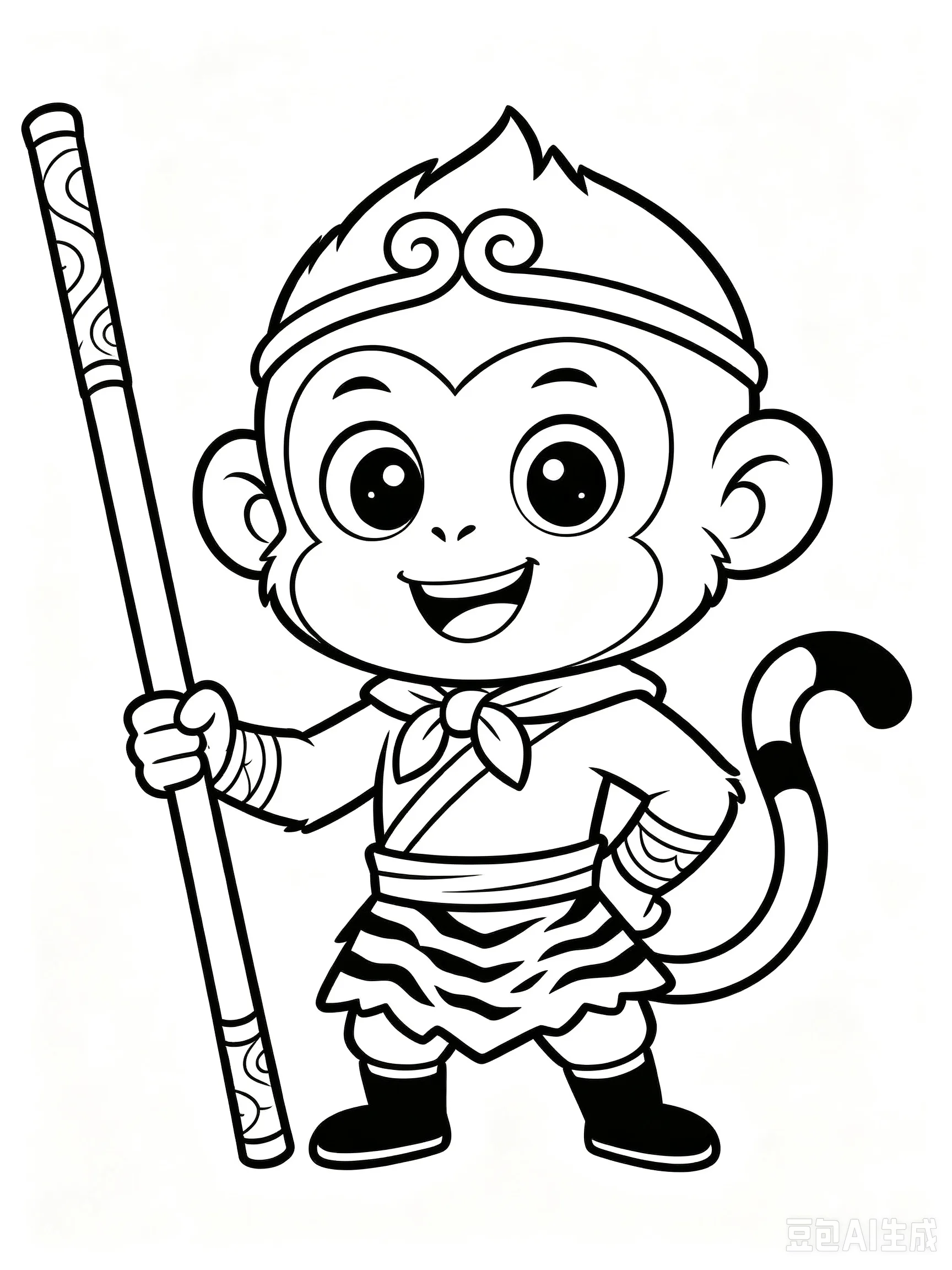Free printable Sun Wukong coloring page line art