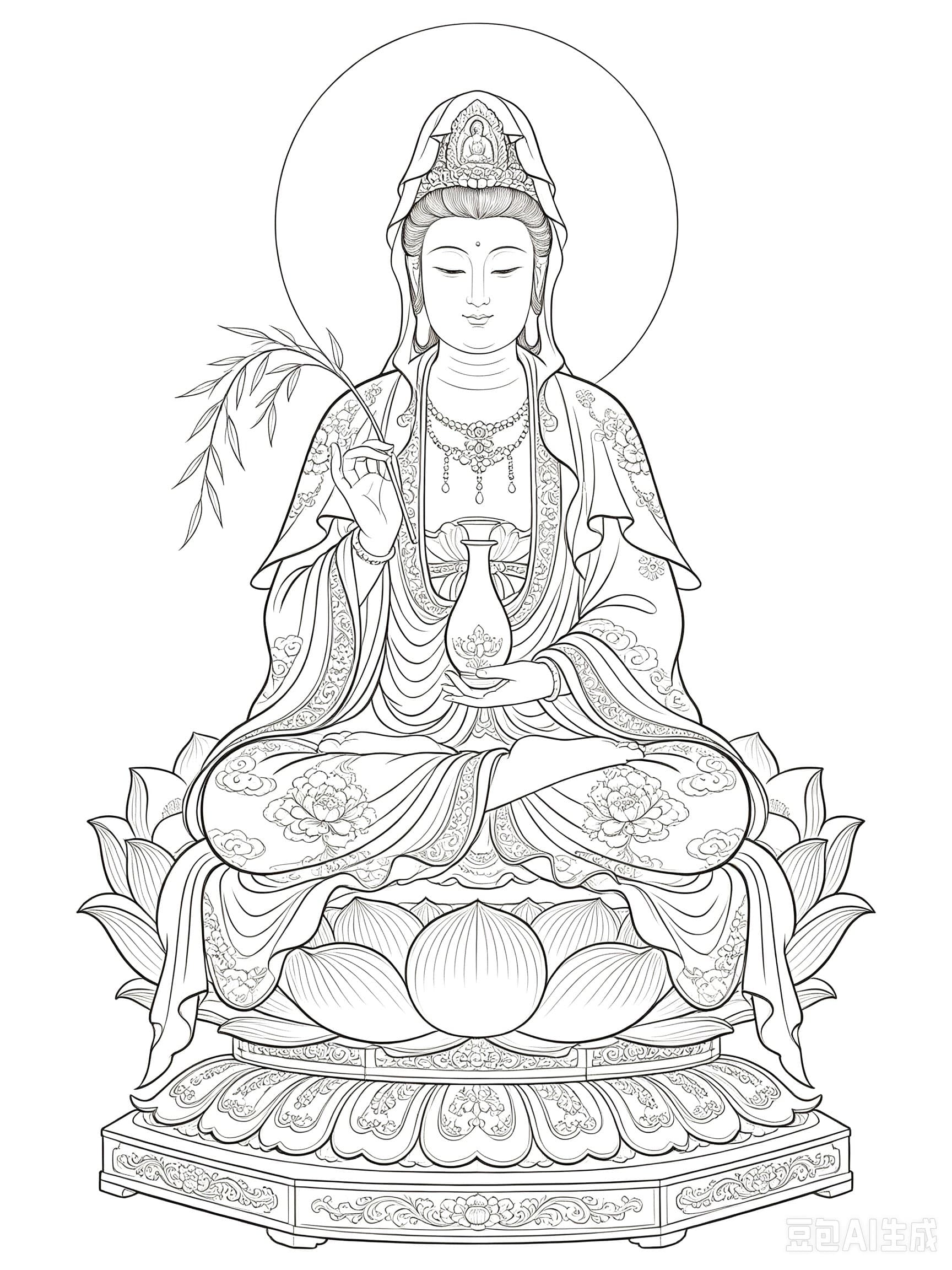 Free printable Sun Wukong coloring page line art